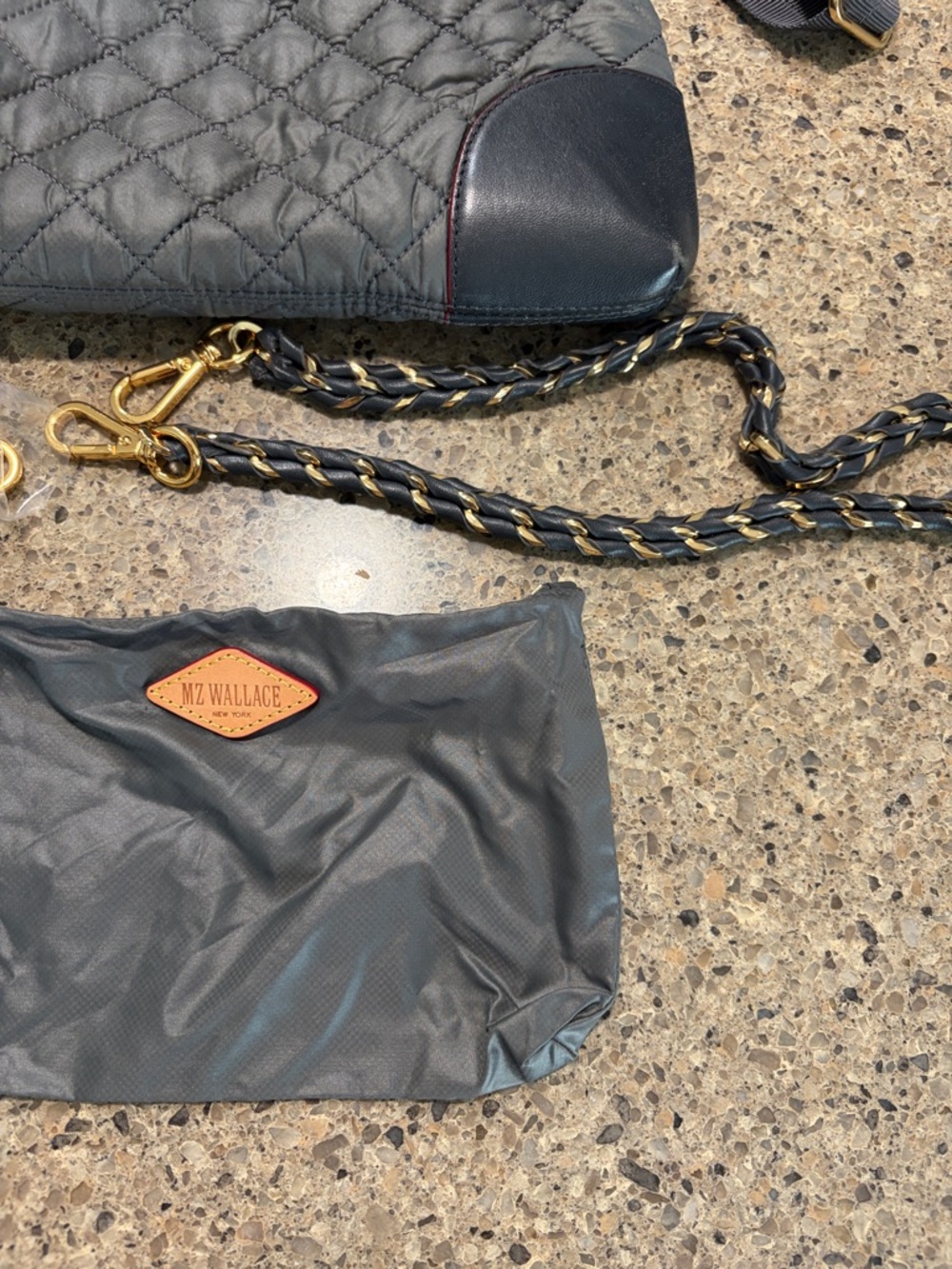 MZ Wallace Quilted Crossbody in Charcoal with Black Trim - Picture 4 of 13